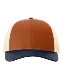 Richardson 115 Low Pro Trucker Cap Dark Orange/Birch/Patriot Blue